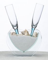 Coastal Sea Heart Vase with Toasting Glasses