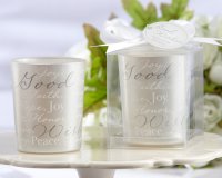 "Good Wishes" Pearlescent Glass Tealight Holder (Set of 4)