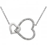 Sterling Silver .03 CTW Diamond Interlocking Heart Necklace