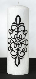 Assortment of Scroll White Palm Wax Pillar Candle