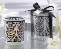 “Damask Traditions” Frosted Glass Tea Light Holder