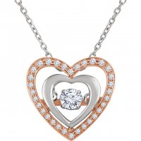 14K Rose & White 1/4 CTW Diamond Heart 18" Mystara® Necklace
