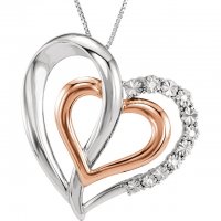 14K Rose Gold-Plated Sterling Silver .03 CTW Diamond Heart 18"