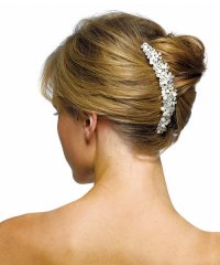 Ivory Pearls & Crystal Flowers Hair Comb